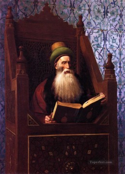  Gerome Painting - Mufti Reading in His Prayer Stool Arab Jean Leon Gerome